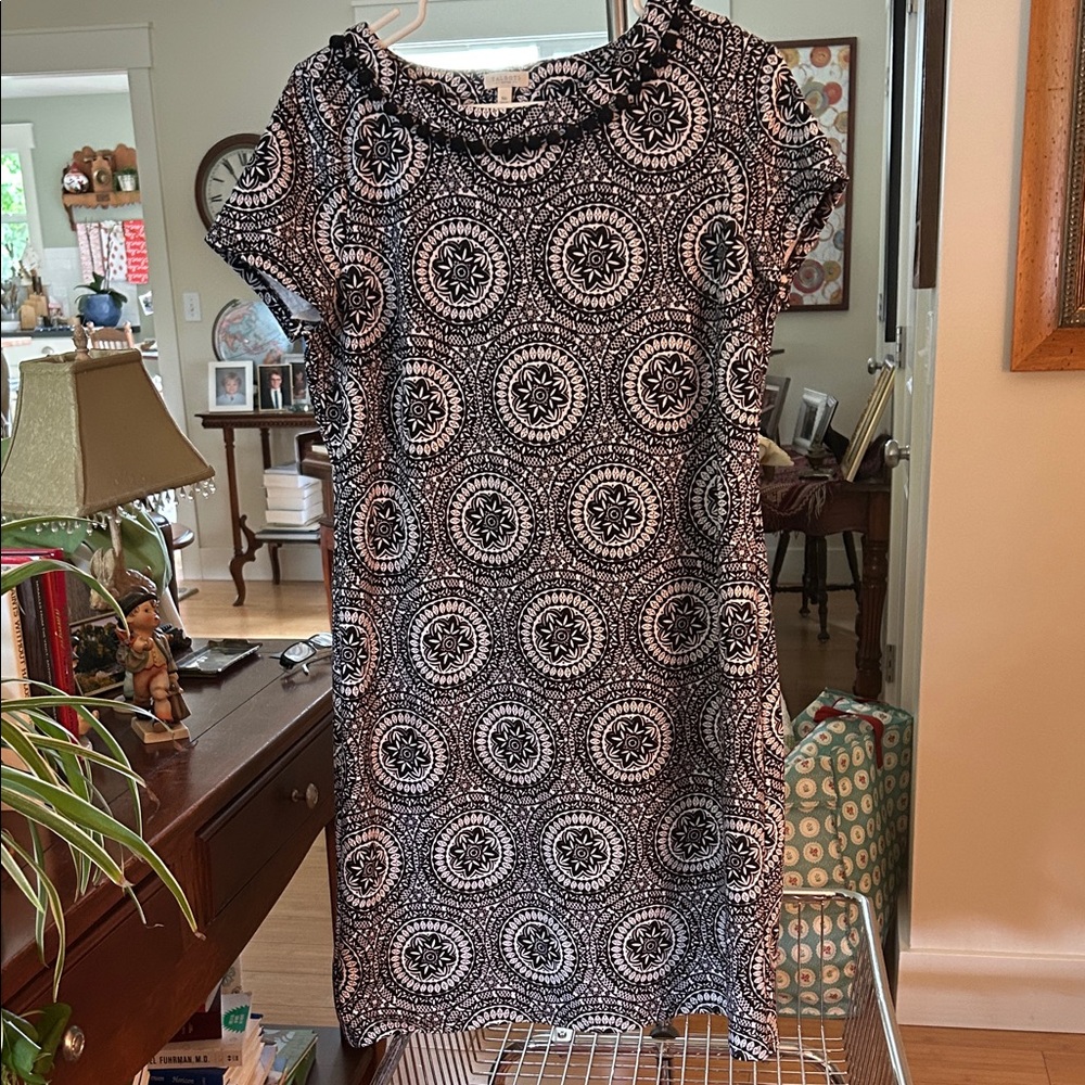 Talbots Black and White Circular Pattern Mini Dress